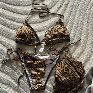 black & gold bikini w skirt